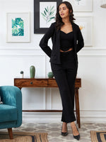 Load image into Gallery viewer, BLACK  JACKET TOP AND TROUSER CO-ORD SET
