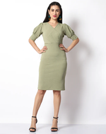 Load image into Gallery viewer, Casual Solid Women Green V-Neck Bodycon
