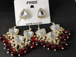 Load image into Gallery viewer, silver tone Chandelier Earrings – Handcrafted with Triangle Stones and Beads-in different color
