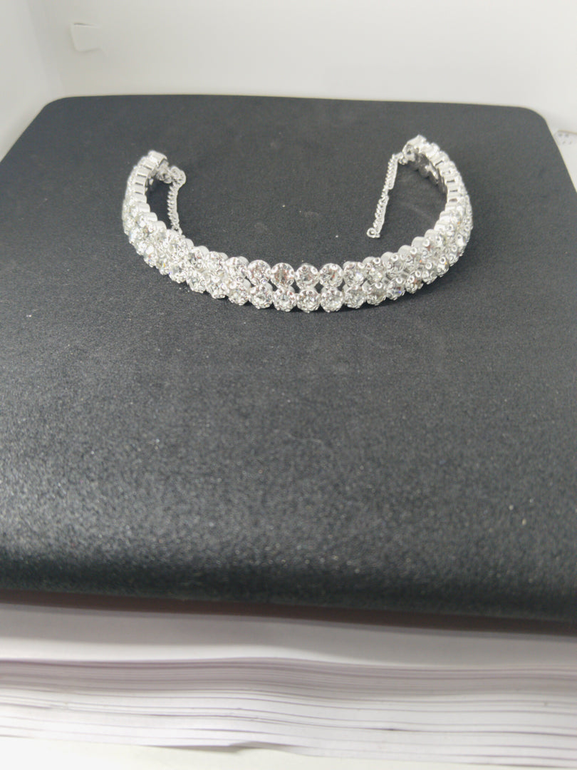 Crystal Elegance Choker Necklace Set with Matching Earrings - Dazzling Silver Ensemble