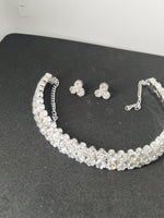 Load image into Gallery viewer, Crystal Elegance Choker Necklace Set with Matching Earrings - Dazzling Silver Ensemble
