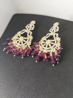 Load image into Gallery viewer, Golden Party Wear Earrings with Stone and Beaded Detailing - Luxurious Heavy Design
