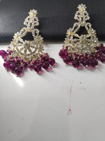 Load image into Gallery viewer, Golden Party Wear Earrings with Stone and Beaded Detailing - Luxurious Heavy Design
