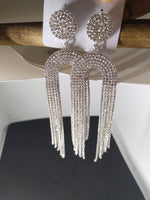 Load image into Gallery viewer, Shimmering Tassel Drop Earrings - Glittering Silver Finish with Elegant Fringe Design
