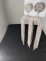 Load image into Gallery viewer, Shimmering Tassel Drop Earrings - Glittering Silver Finish with Elegant Fringe Design
