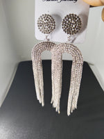 Load image into Gallery viewer, Shimmering Tassel Drop Earrings - Glittering Silver Finish with Elegant Fringe Design
