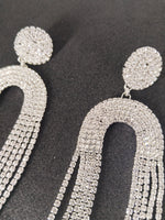 Load image into Gallery viewer, Shimmering Tassel Drop Earrings - Glittering Silver Finish with Elegant Fringe Design
