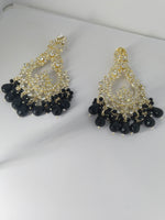 Load image into Gallery viewer, Golden Party Wear Earrings with Stone and Beaded Detailing - Luxurious Heavy Design
