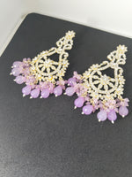 Load image into Gallery viewer, Golden Party Wear Earrings with Stone and Beaded Detailing - Luxurious Heavy Design
